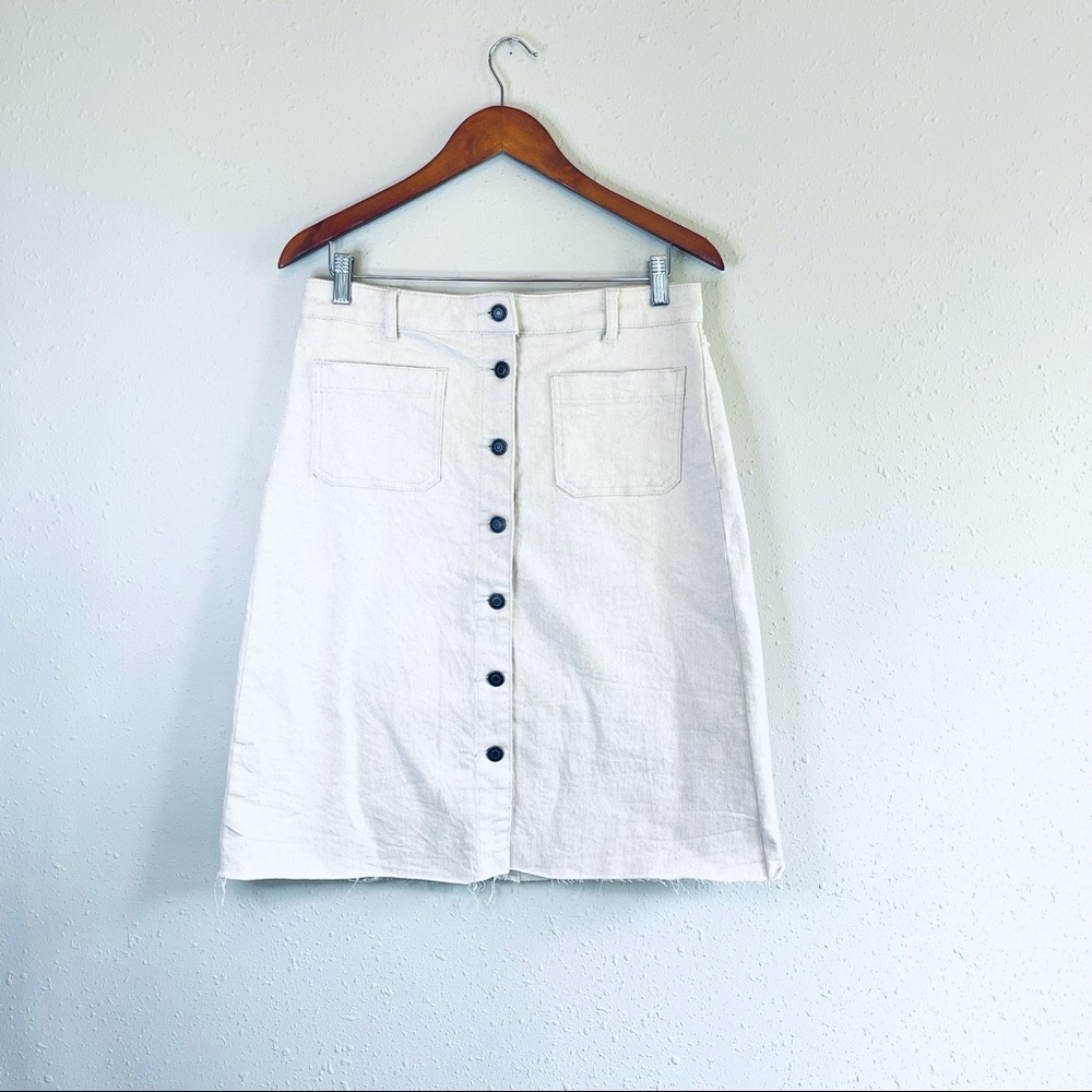 OAT New York Button Front Denim Oat Women’s Midi Skirt Size 29 NWT
